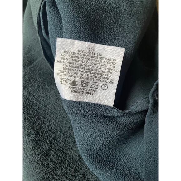 Tory Burch Womens/Teen Silk Sheer Blouse Beaded/Pearl Collar Slate color Size 0 - Picture 9 of 9